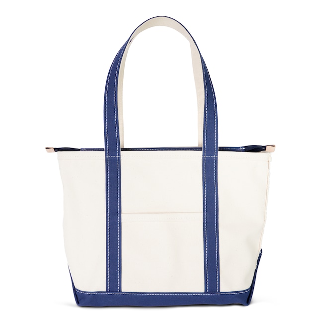 ロングハンドル ファスナー付き 帆布 キャンバス トートバッグ Mサイズ 大きめ Ship and Rock Basic tote 日本製 （ネイビーブルー）