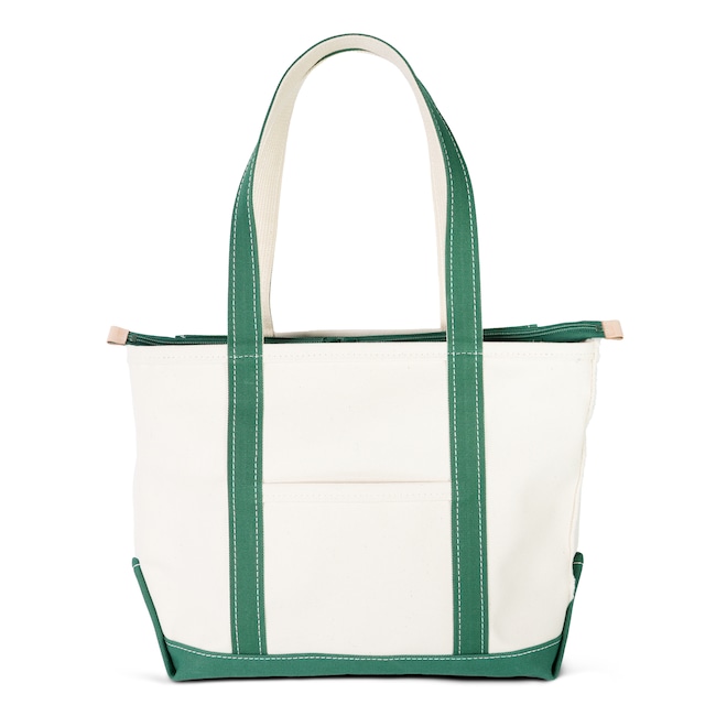 ロングハンドル ファスナー付き 帆布 キャンバス トートバッグ Mサイズ 大きめ Ship and Rock Basic tote 日本製 （ミドルグリーン）