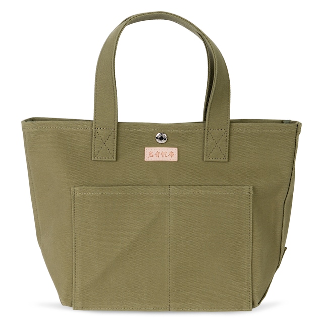 スナップボタン付き パラフィン帆布 キャンバス トートバッグ Sサイズ 小さめ Ship and Rock tote 日本製 （カーキ）