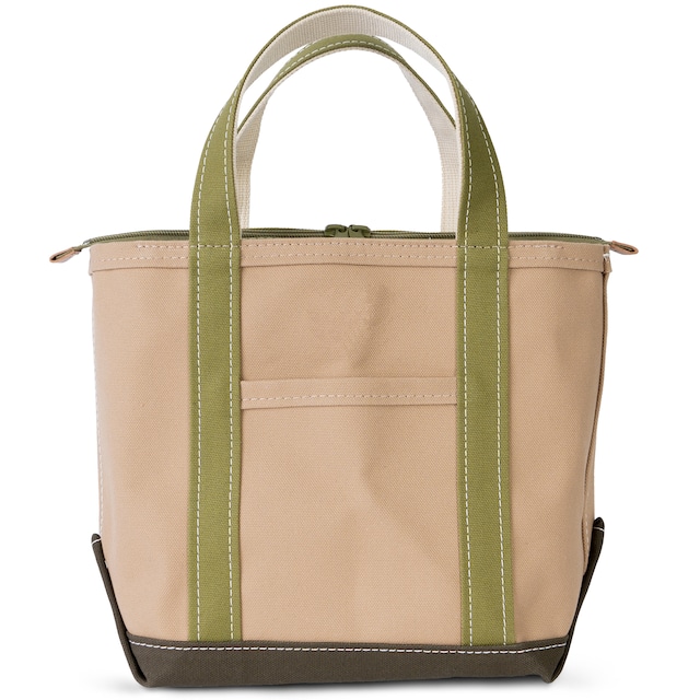 ファスナー付き 帆布 キャンバス トートバッグ Sサイズ 小さめ Ship and Rock Basic tote 日本製 （モスグリーン×アーミー×OD）