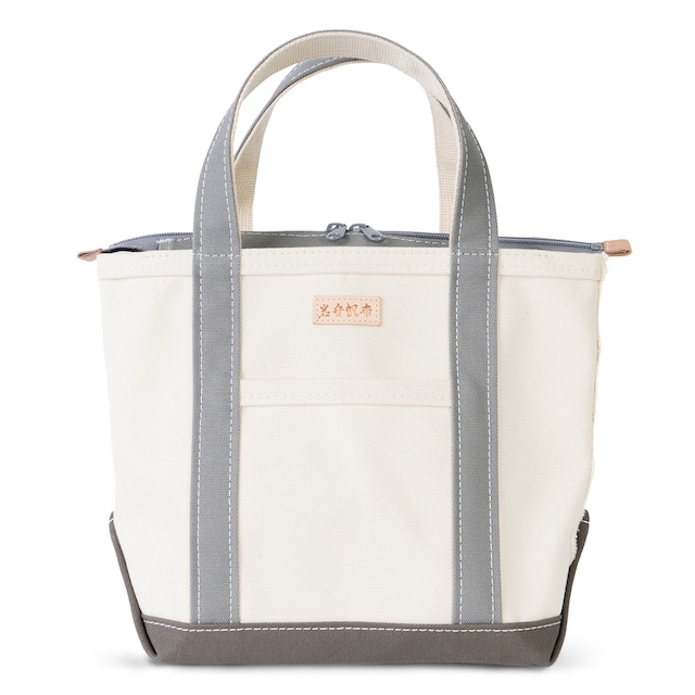ファスナー付き 帆布 キャンバス トートバッグ Sサイズ 小さめ Ship and Rock Basic tote 日本製 （ グレー×ダークグレー）